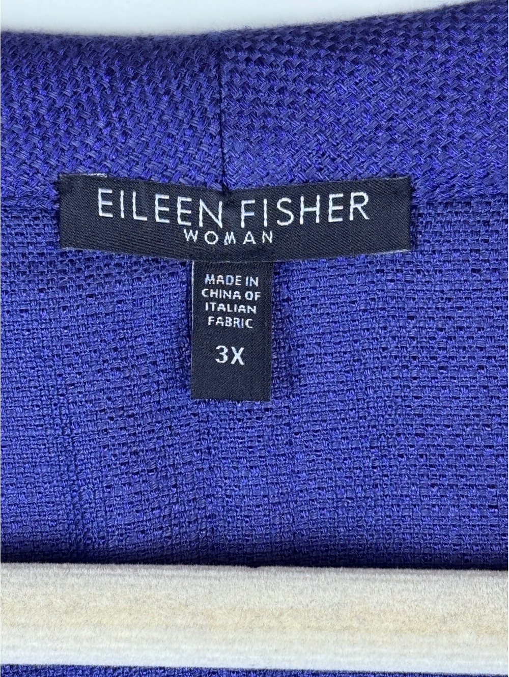 Eileen Fisher Linen Basket Sheen Jacket 3X Purple Open Front 3/4 Sleeve - Picture 3 of 12